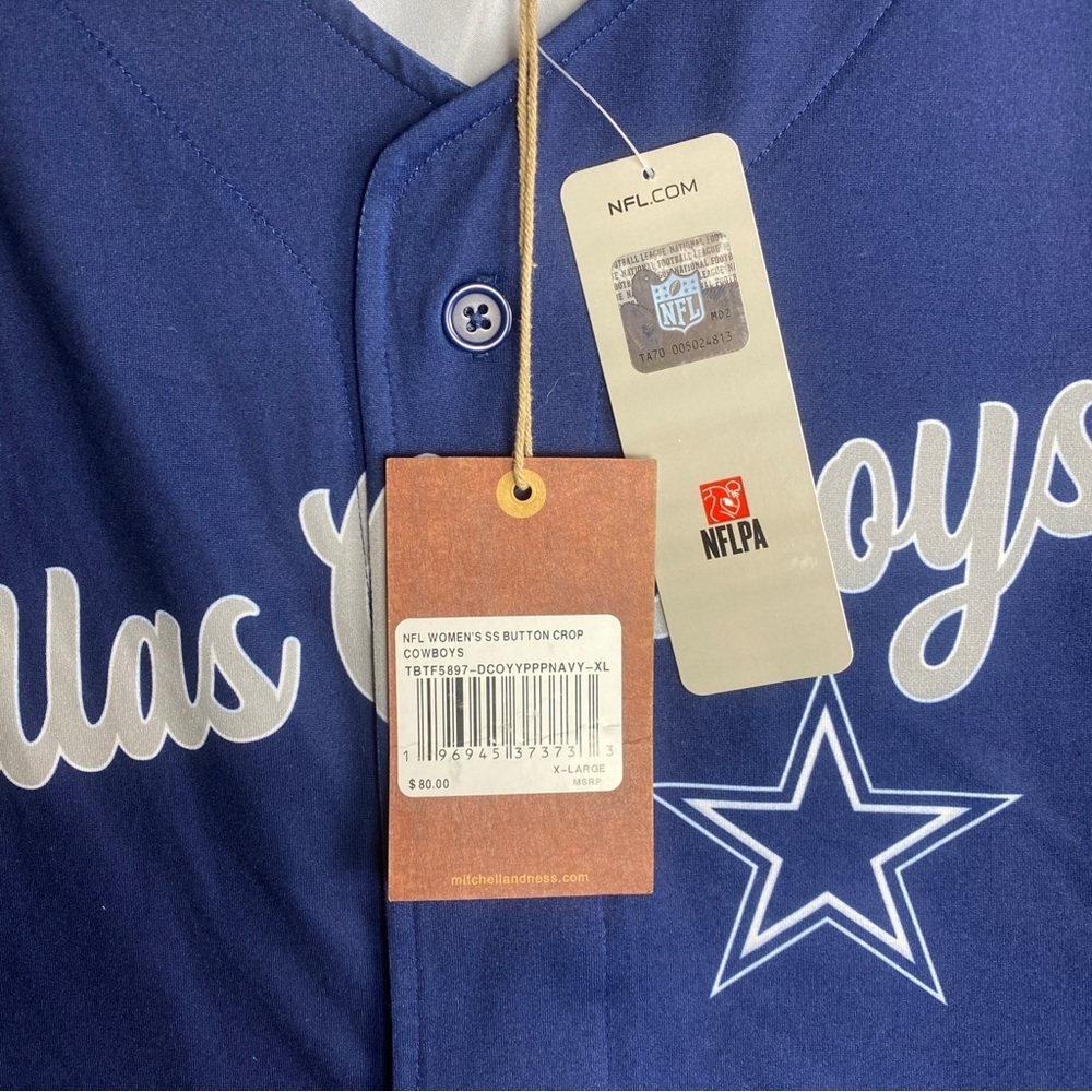 Mitchell & Ness Womens button Crop Top Jersey Style Dallas cowboys Size XL - Picture 2 of 7